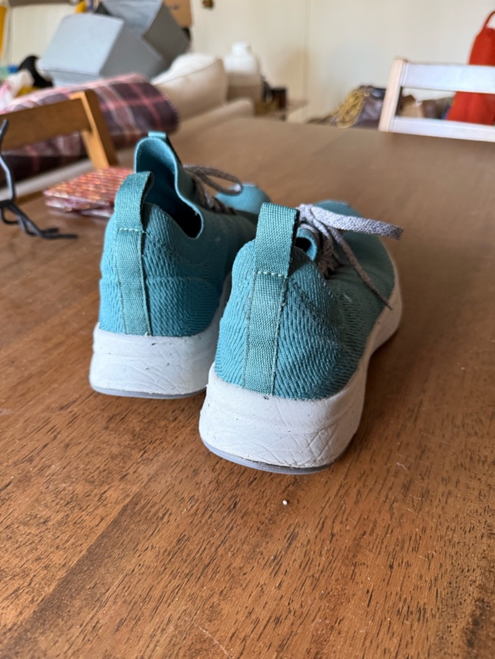 Women’s REI Teal Knit Sneakers with White Sole - Picture 3 of 6